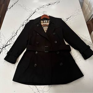 Authentic Burberry Kensington Trench Coat - Short, Black, 100% Cotton